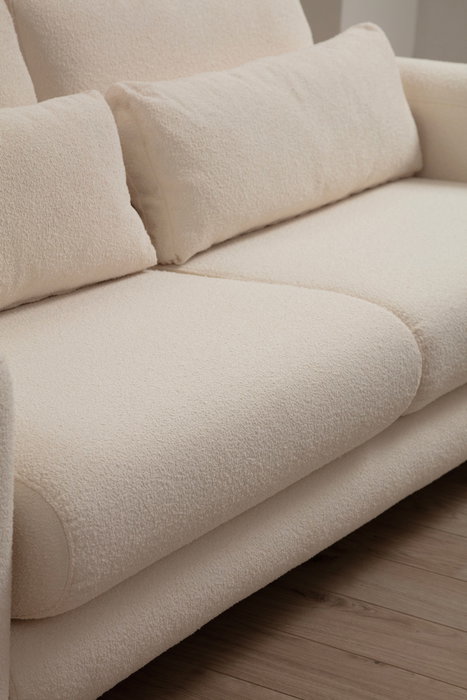 Atelier Del Sofa Sofá 3 Plazas Lily Cream 3 Crema 215x97x73 cm Estructura Madera Respaldo Espuma y Pluma